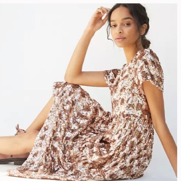 New Anthropologie Maeve Bernadette Sequined Midi - Picture 2 of 8